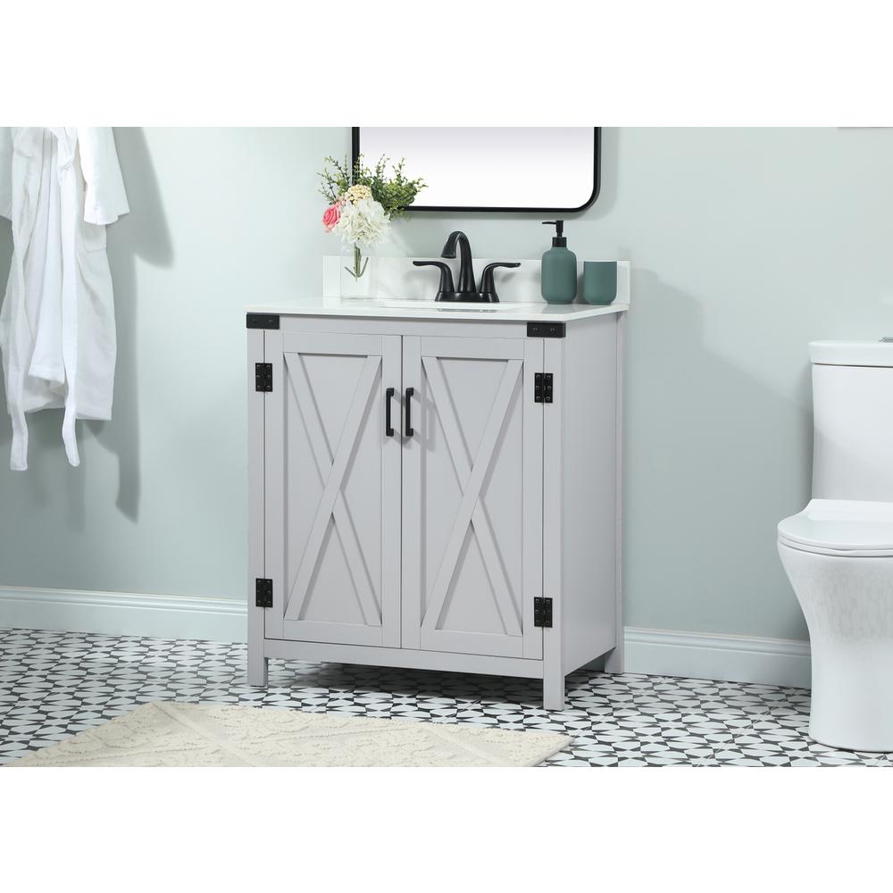 30 inch Single bathroom vanity in grey with backsplash. Picture 2