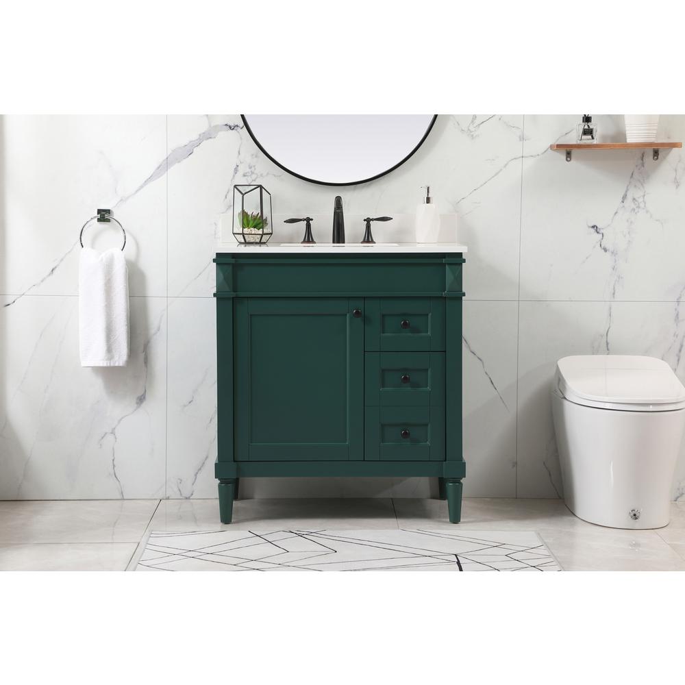 32 inch Single bathroom vanity in green with backsplash. Picture 14