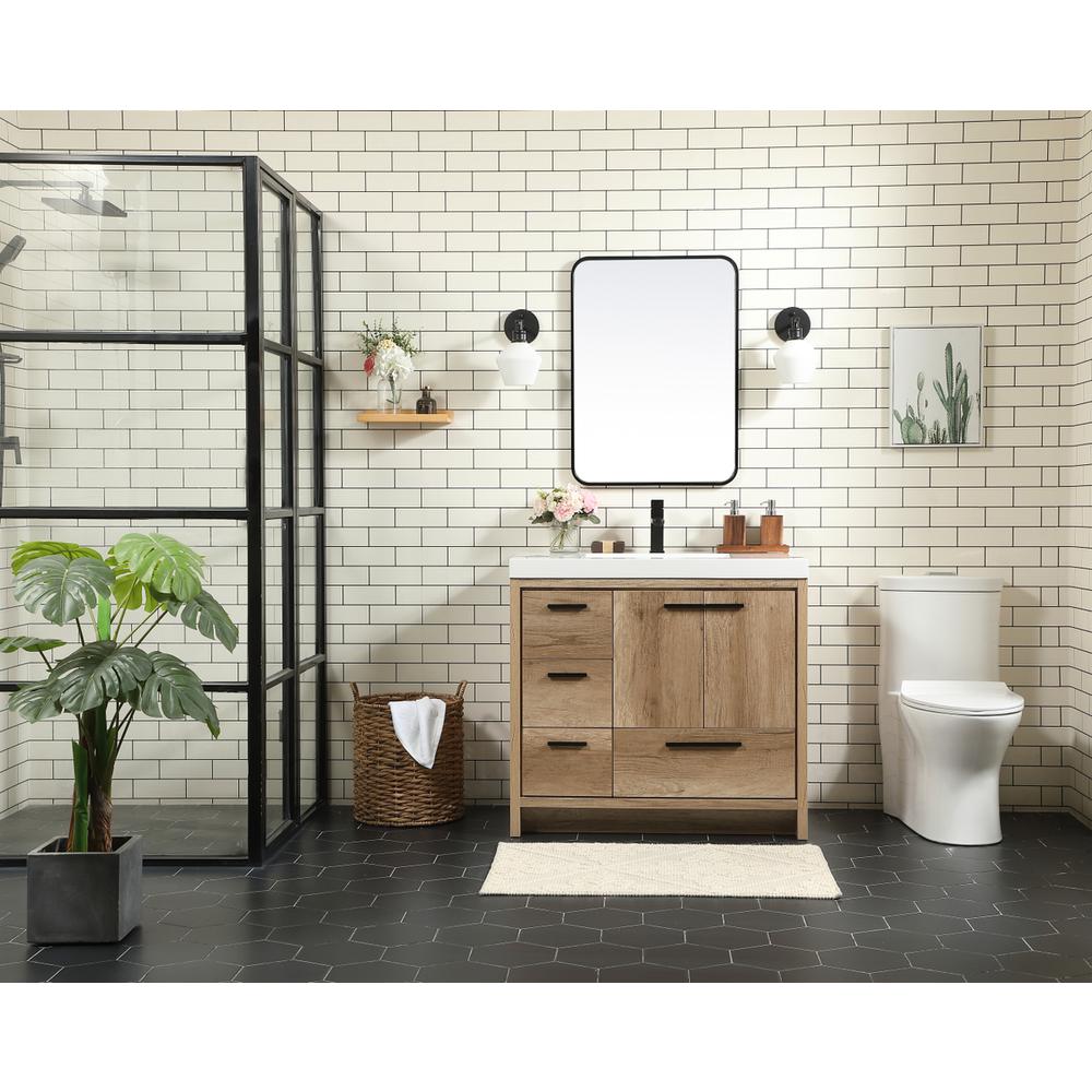 36 inch Single bathroom vanity in natural oak. Picture 4