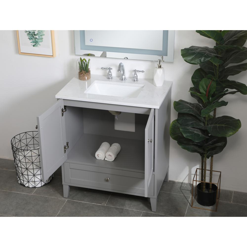 30 inch Single Bathroom Vanity in Grey. Picture 3