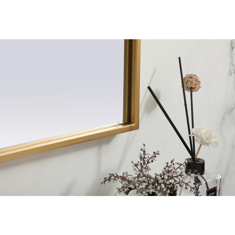 Metal Frame Arch Mirror 36x24 Inch in Brass. Picture 6