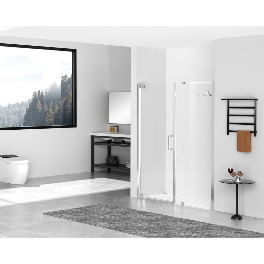 Semi-frameless hinged shower door 60 x 72 Polished Chrome. Picture 2