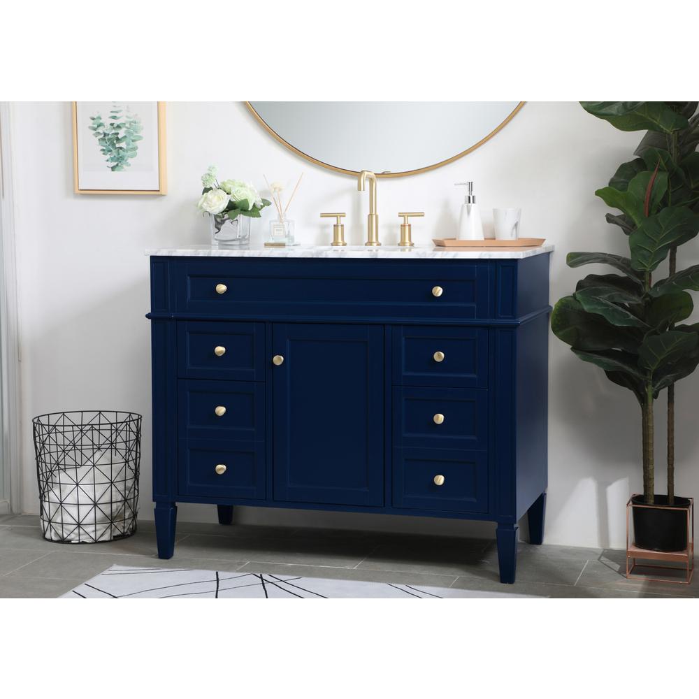 42 inch Single bathroom vanity in blue. Picture 2