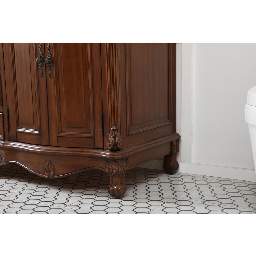 60 inch double Bathroom vanity in teak with ivory white engineered marble. Picture 6