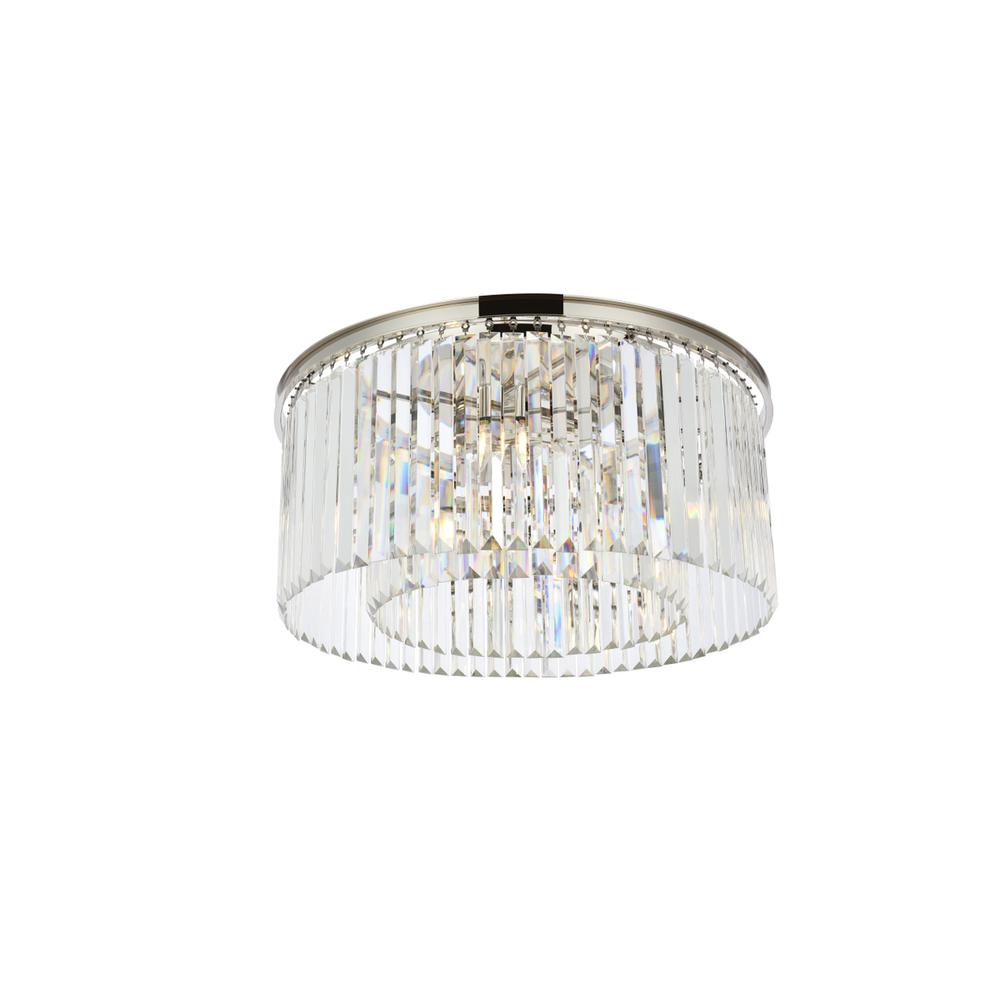 Sydney 8 light polished nickel Flush Mount Clear Royal Cut Crystal. Picture 2