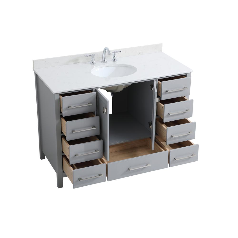 48 inch Single Bathroom Vanity in Gray with Backsplash. Picture 9