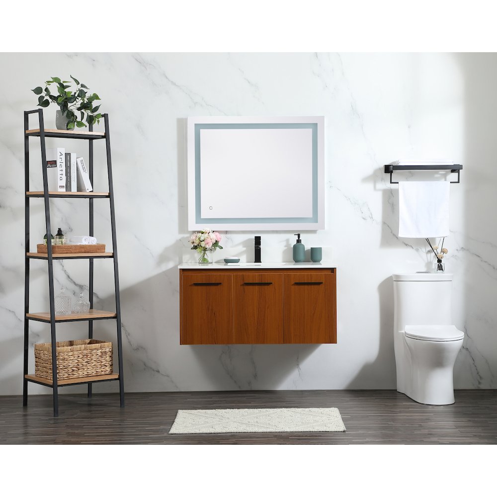 40 Inch Single Bathroom Vanity In Teak With Backsplash. Picture 5