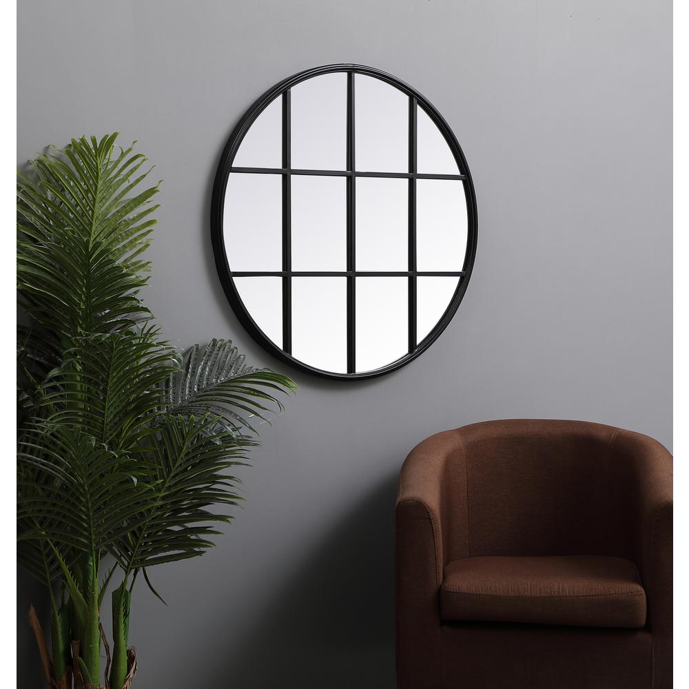 Metal windowpane mirror 32 inch x 32 inch in Black. Picture 6