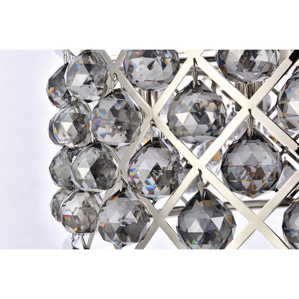 Madison 6 light polished Nickel Chandelier Silver Shade (Grey) Royal Cut Crystal. Picture 5