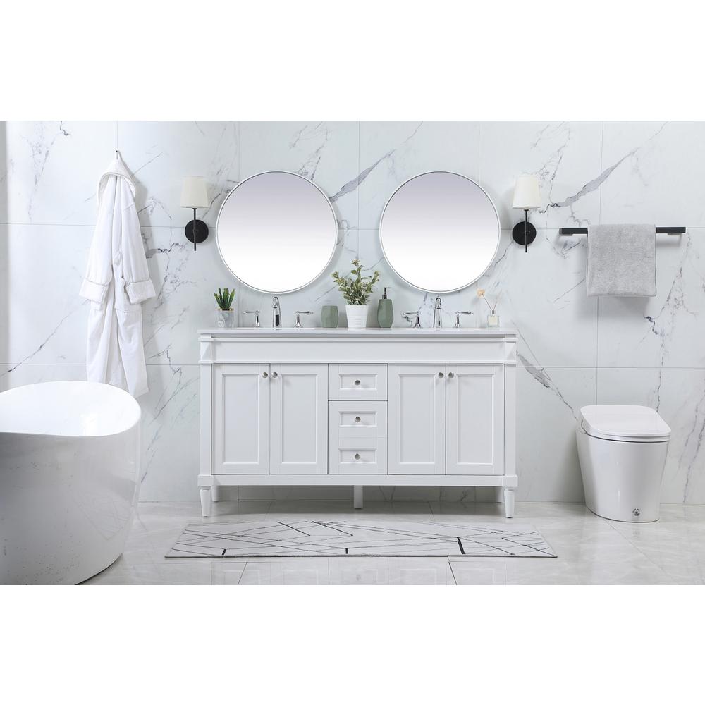 60 inch double bathroom vanity in white. Picture 4