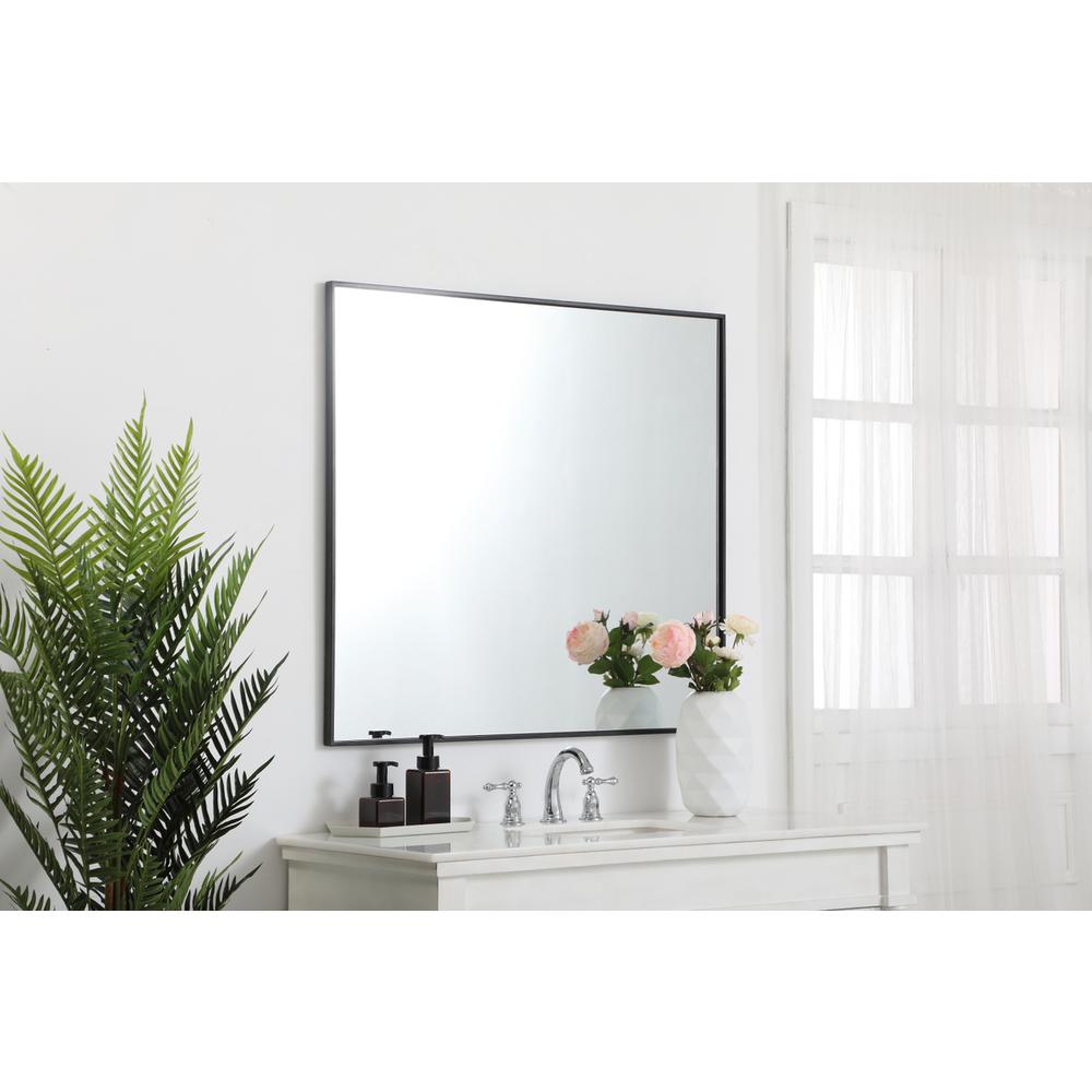 Metal frame rectangle mirror 36 inch in Black. Picture 6