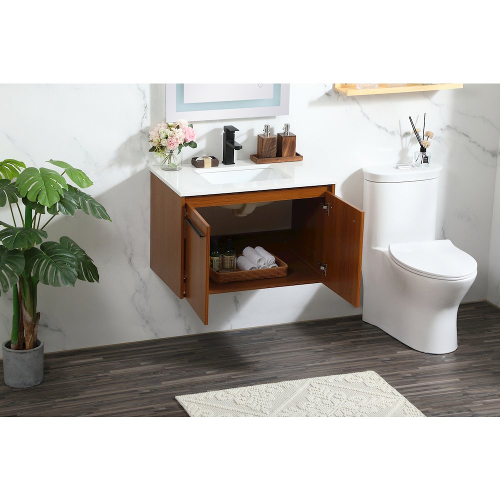 30 Inch Single Bathroom Vanity In Teak. Picture 4
