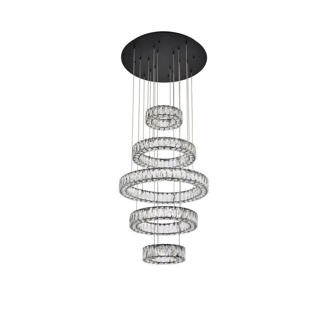 Monroe 25 inch LED five ring chandelier in black. Picture 6