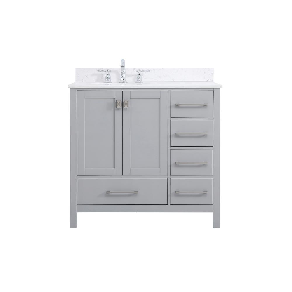 36 inch Single Bathroom Vanity in Gray with Backsplash. Picture 1