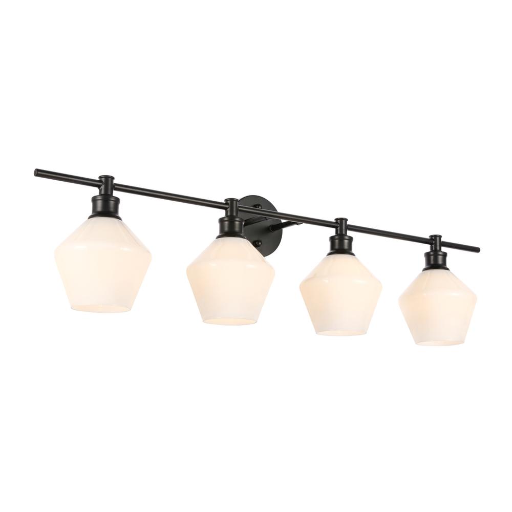 Gene 4 light Black and Frosted white glass Wall sconce. Picture 13