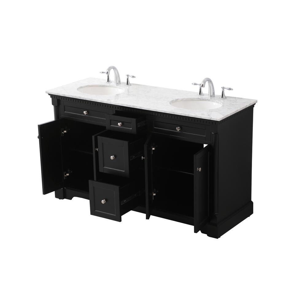 60 inch double bathroom vanity set in black. Picture 9