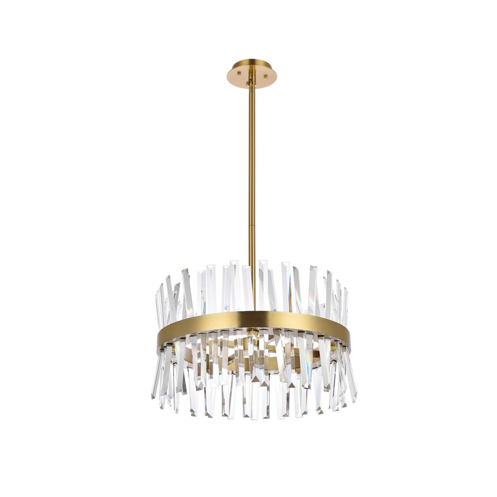 Serephina 20 inch crystal round pendant light in satin gold. Picture 6