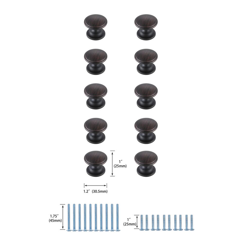 Kaid 1.2" Diameter Oil-rubbed Bronze Mushroom Knob Multipack (Set of 10). Picture 5
