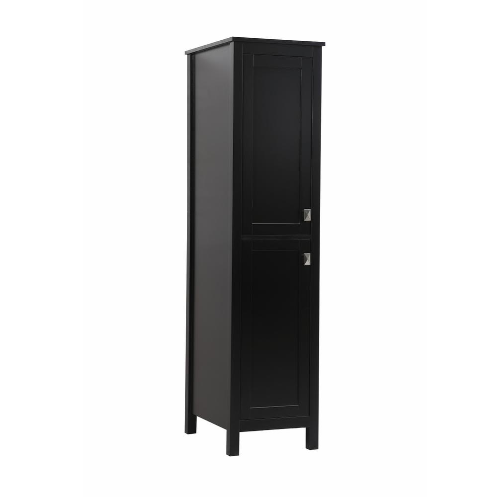 16 Inch Wide Bathroom Linen Storage Freestanding Cabinet In Black. Picture 13