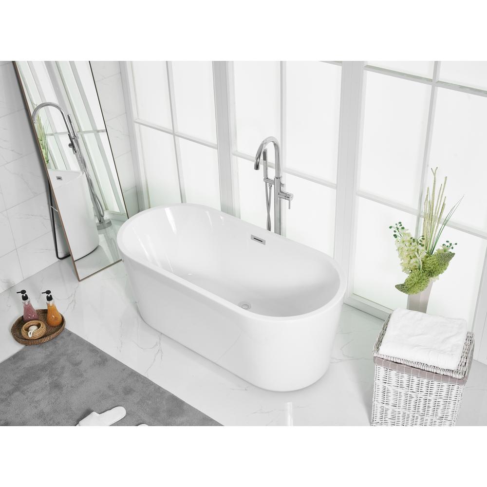 59 inch soaking roll top bathtub in glossy white. Picture 4