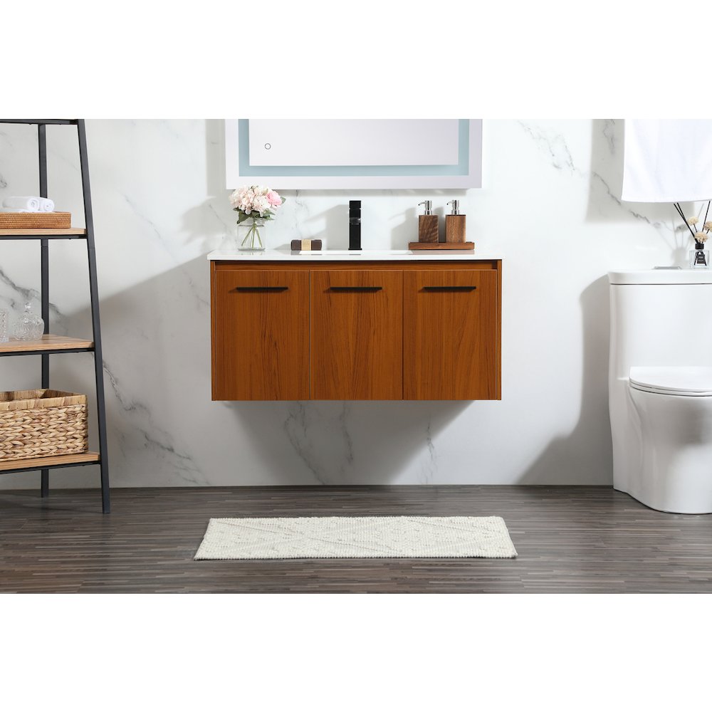 40 Inch Single Bathroom Vanity In Teak. Picture 2