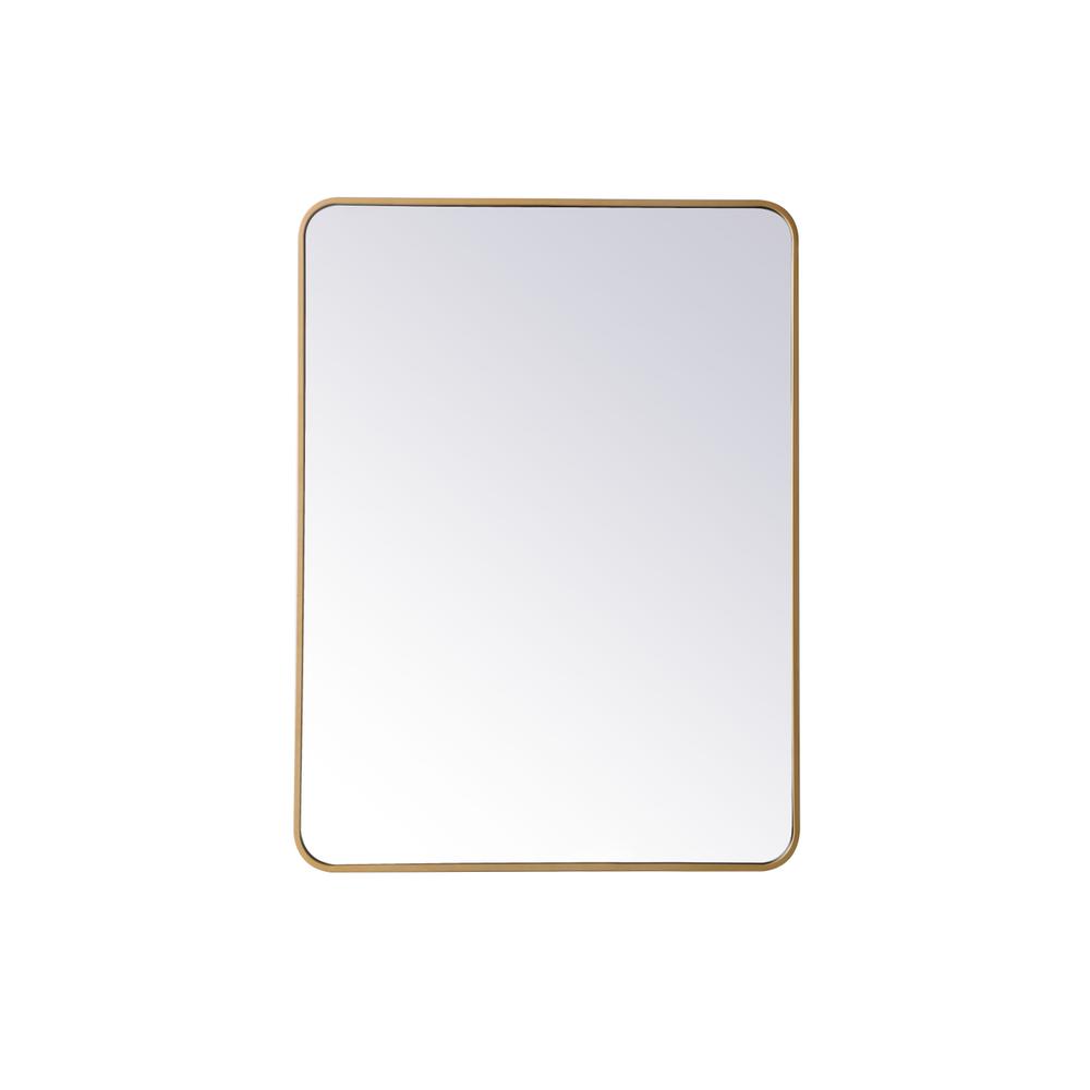 Soft corner metal rectangular mirror 30x40 inch in Brass. Picture 6