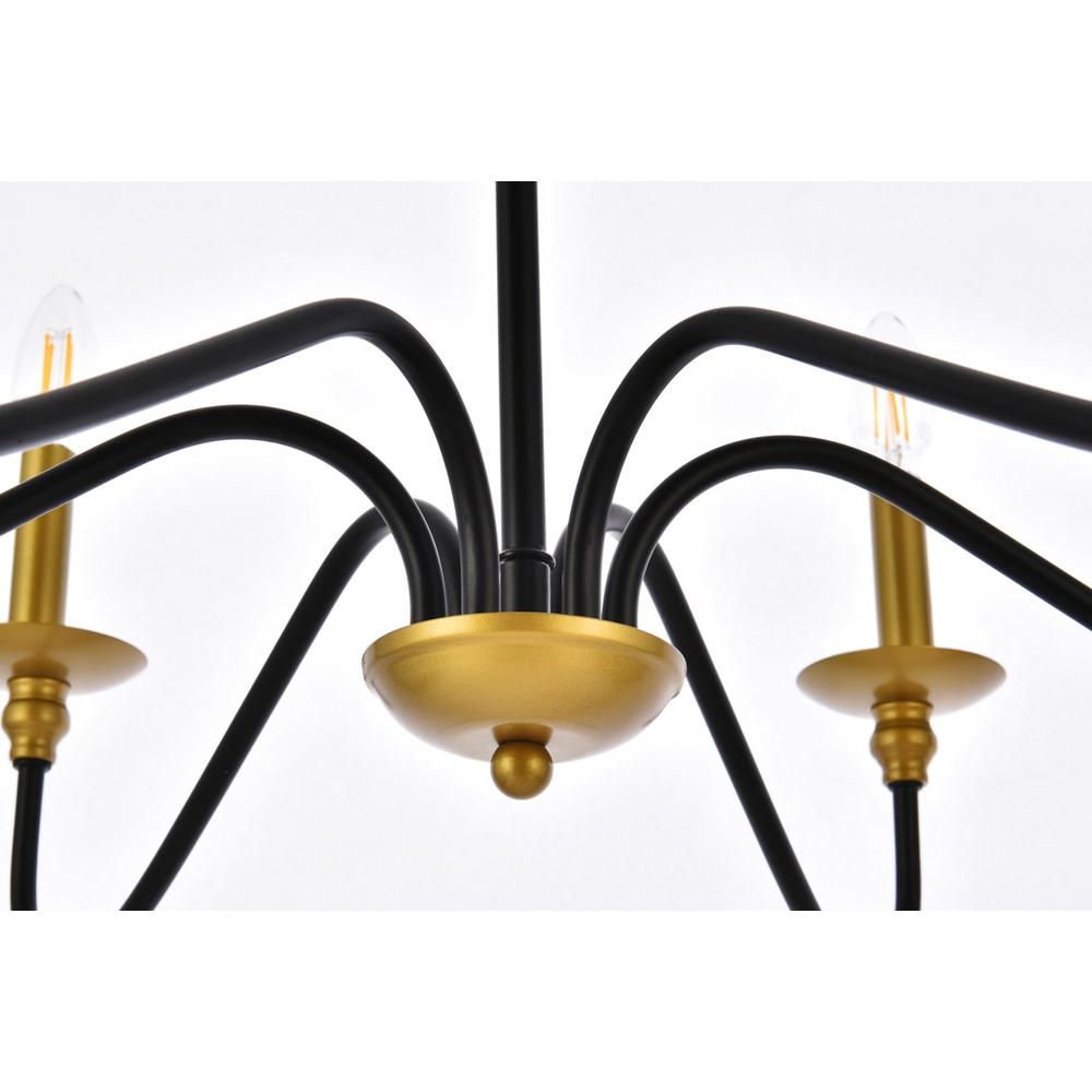 Rohan 30 inch chandelier in matte black and brass. Picture 3