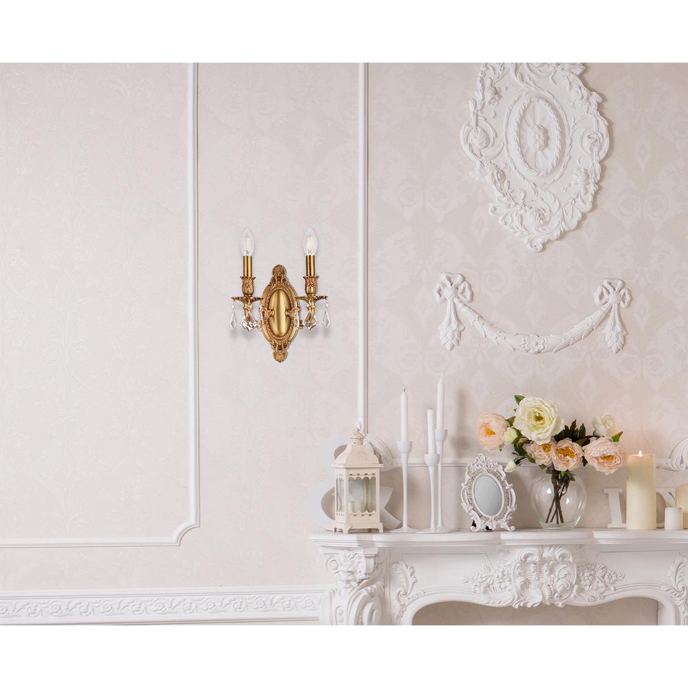 Rosalia 2 light French Gold Wall Sconce Clear Royal Cut Crystal. Picture 6
