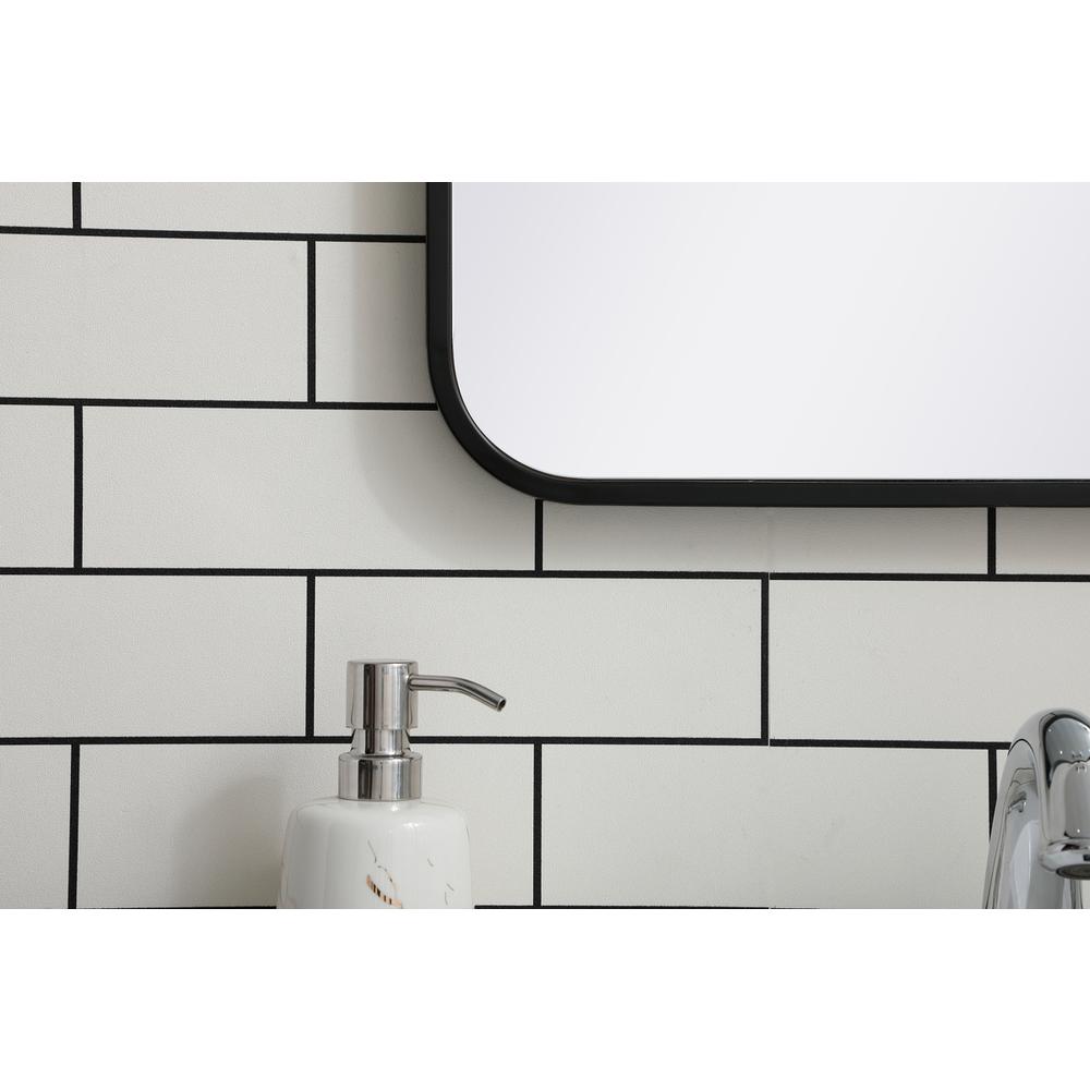 Soft corner metal rectangular mirror 18x36 inch in Black. Picture 3
