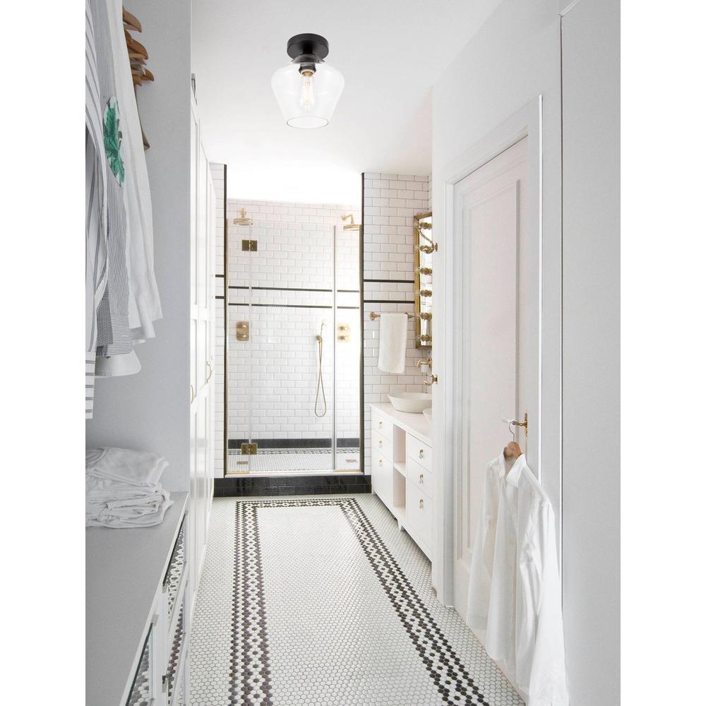 Gene 1 light Black and Clear glass Flush mount. Picture 13