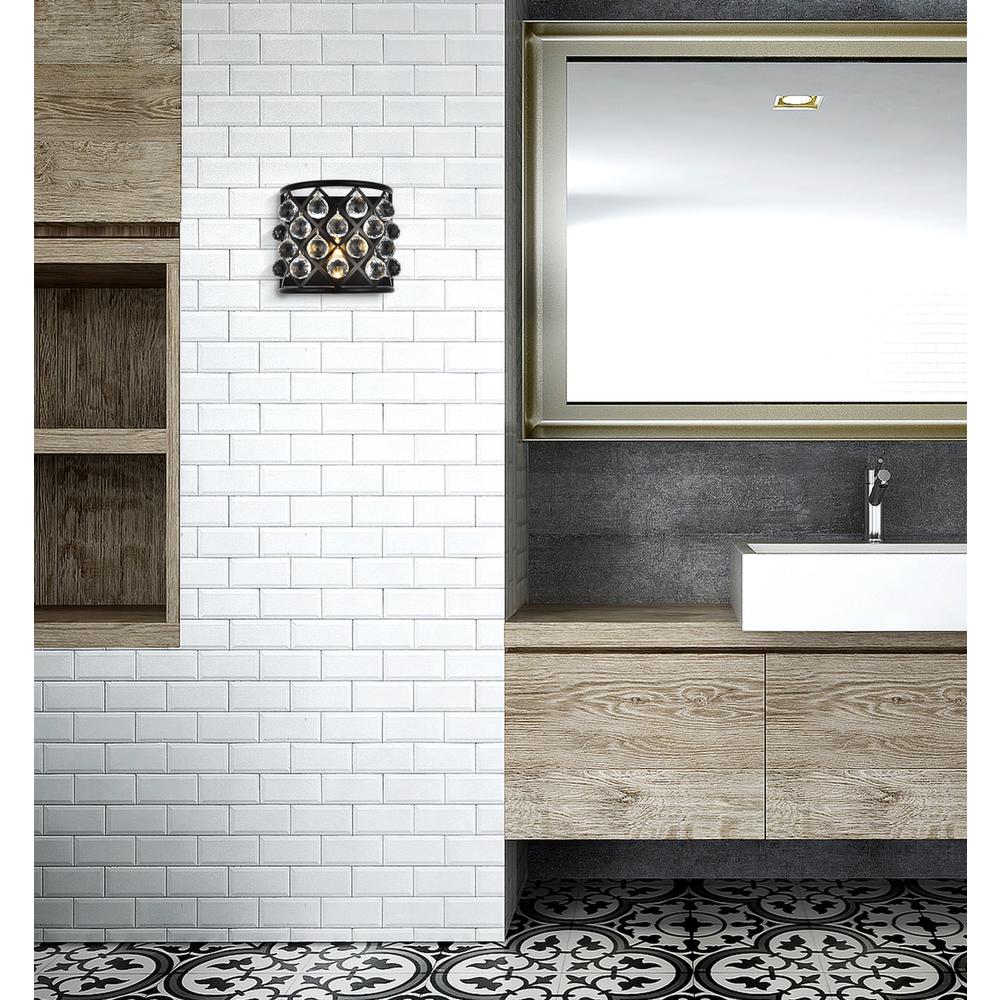 Madison 1 light Matte Black Wall Sconce Clear Royal Cut Crystal. Picture 7