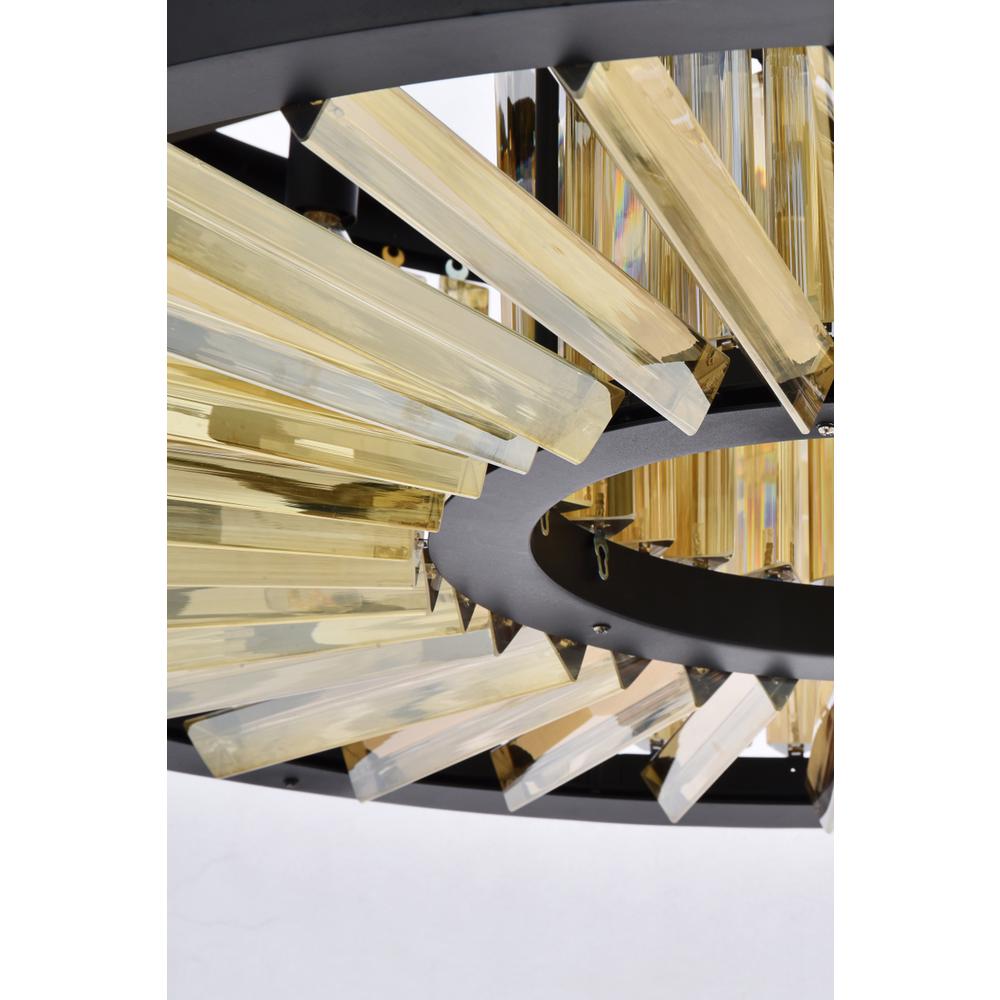 Chelsea 10 light Matte Black Chandelier Golden Teak (Smoky) Royal Cut Crystal. Picture 3