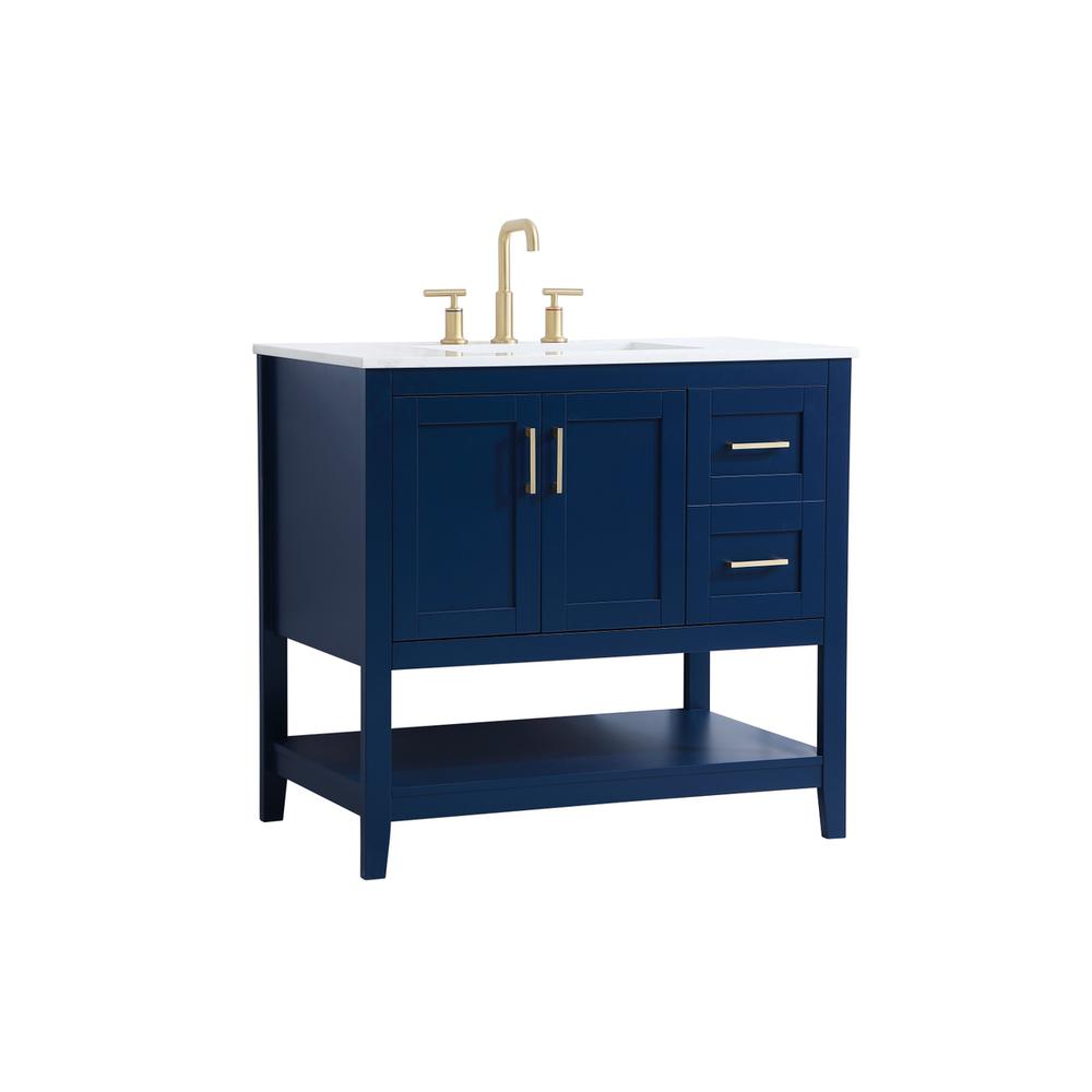 36 inch Single Bathroom Vanity in Blue. Picture 6