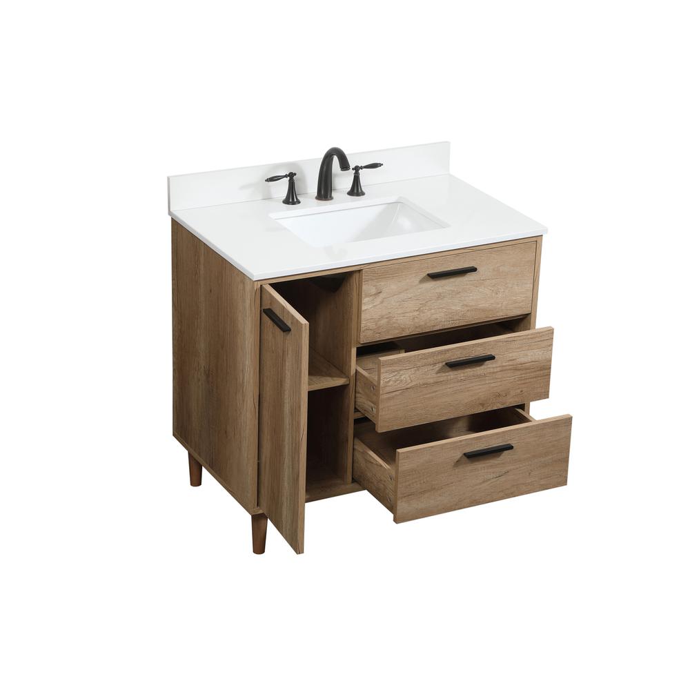 36 inch Single bathroom vanity in natural oak with backsplash. Picture 9