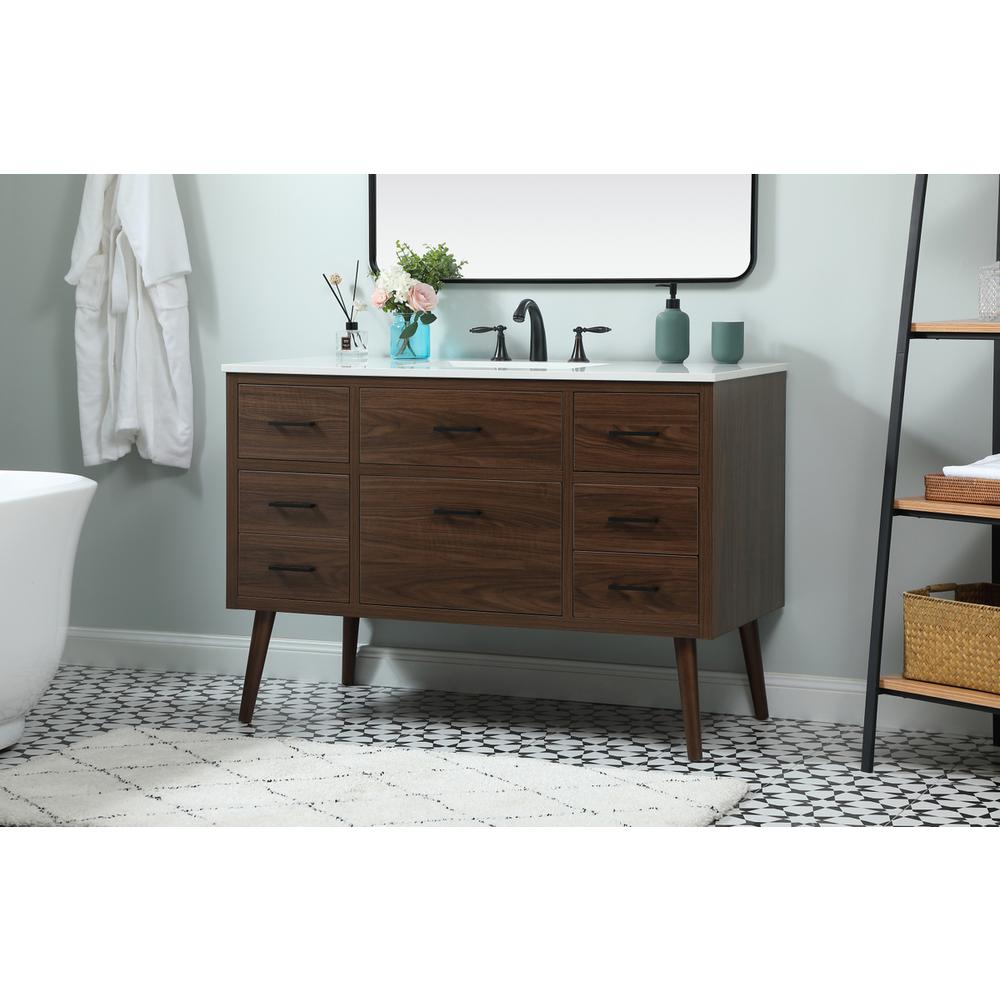 48 inch Single bathroom vanity in walnut. Picture 2