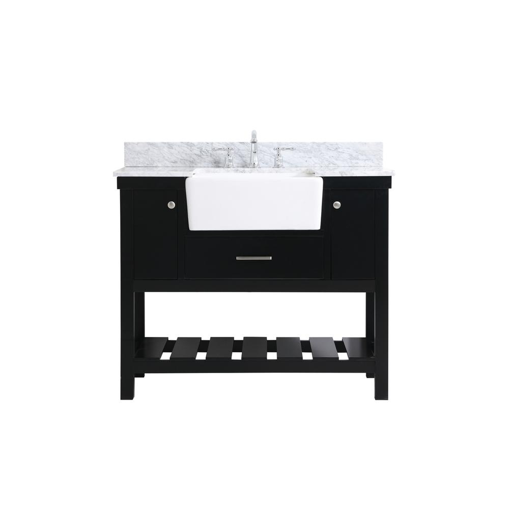42 inch Single bathroom vanity in black with backsplash. Picture 1