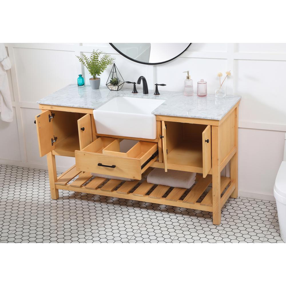 60 inch Single bathroom vanity in natural wood. Picture 3