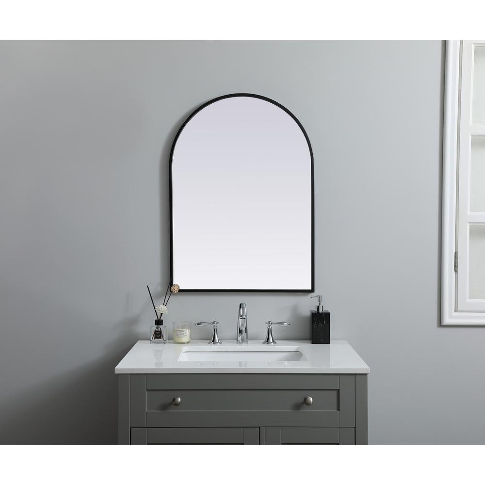 Metal Frame Arch Mirror 22x30 Inch in Black. Picture 3