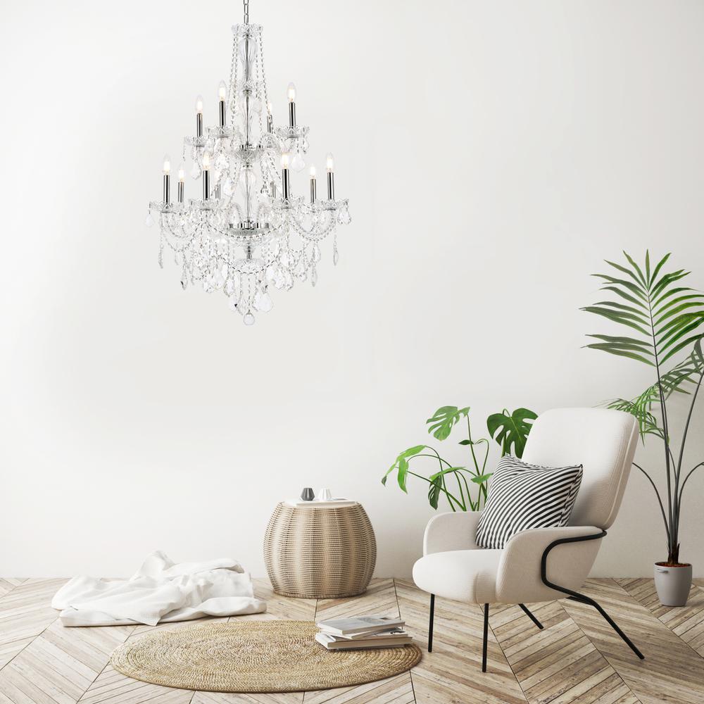 Giselle 12 light Chrome Chandelier Clear Royal Cut Crystal. Picture 8