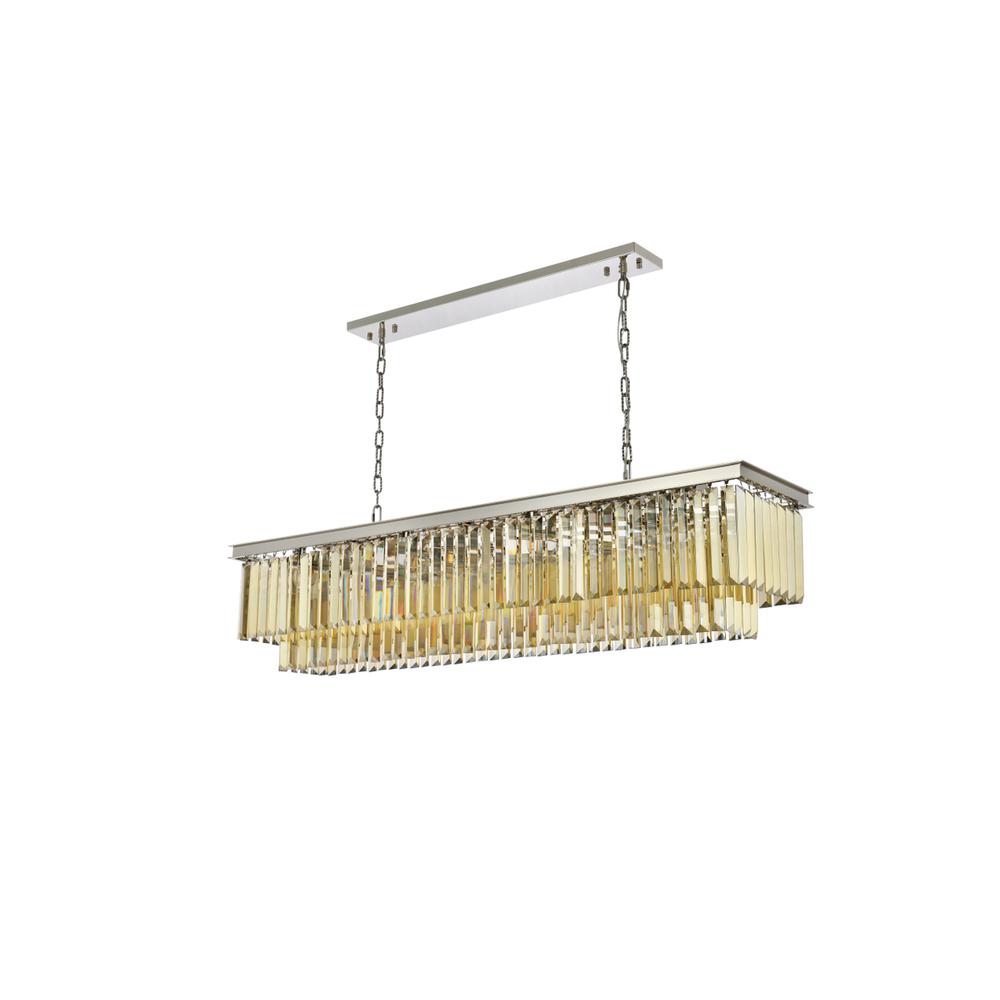 Sydney 12 light polished nickel Chandelier Golden Teak (Smoky) Royal Cut Crystal. Picture 6