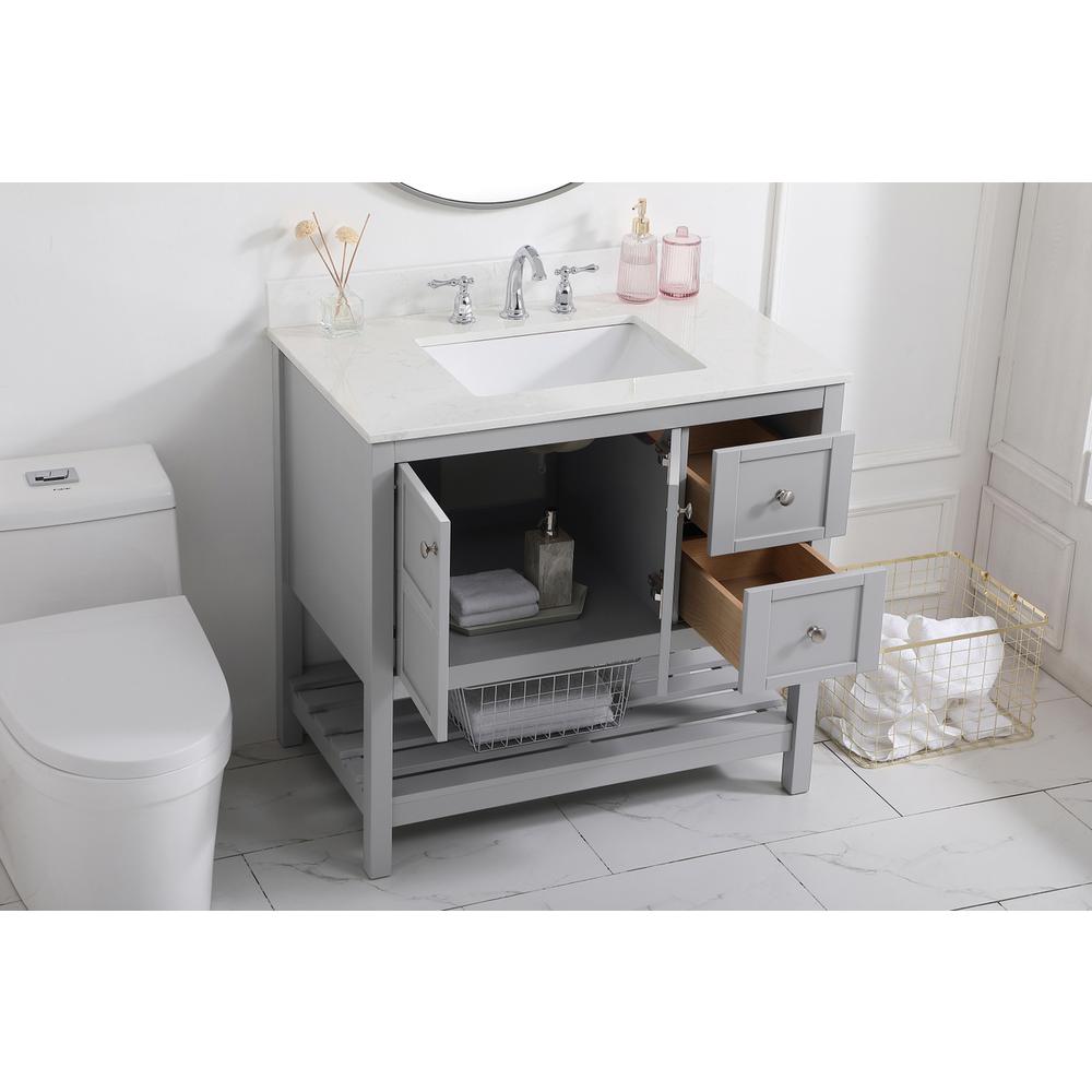 36 inch Single Bathroom Vanity in Gray with Backsplash. Picture 3