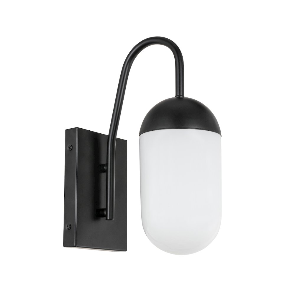 Kace 1 Light Black And Frosted White Glass Wall Sconce. Picture 3