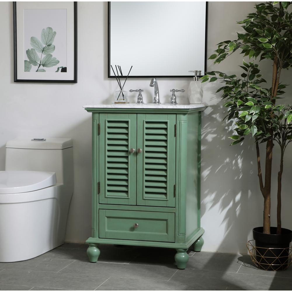 24 inch Single Bathroom Vanity in Vintage Mint. Picture 2