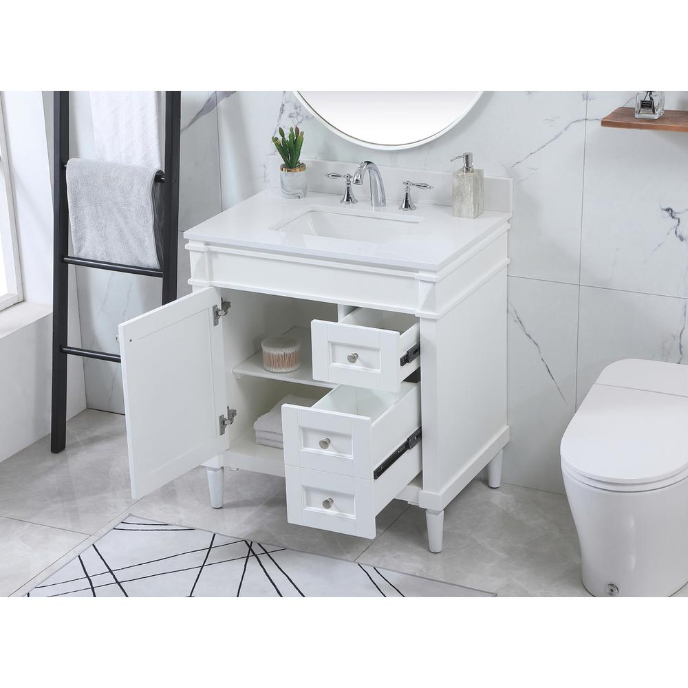 32 inch Single bathroom vanity in white with backsplash. Picture 3
