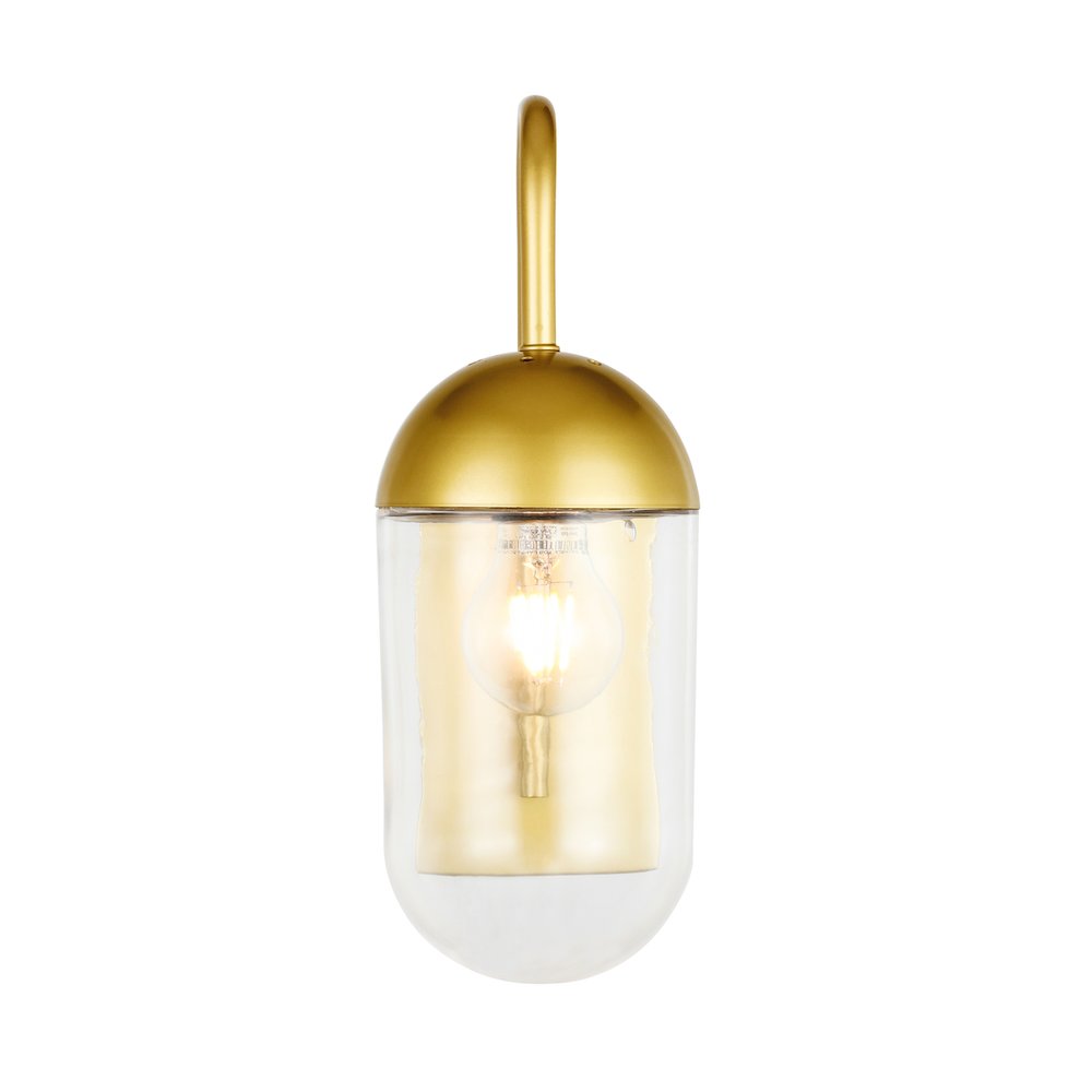 Kace 1 Light Brass And Clear Glass Wall Sconce. Picture 7