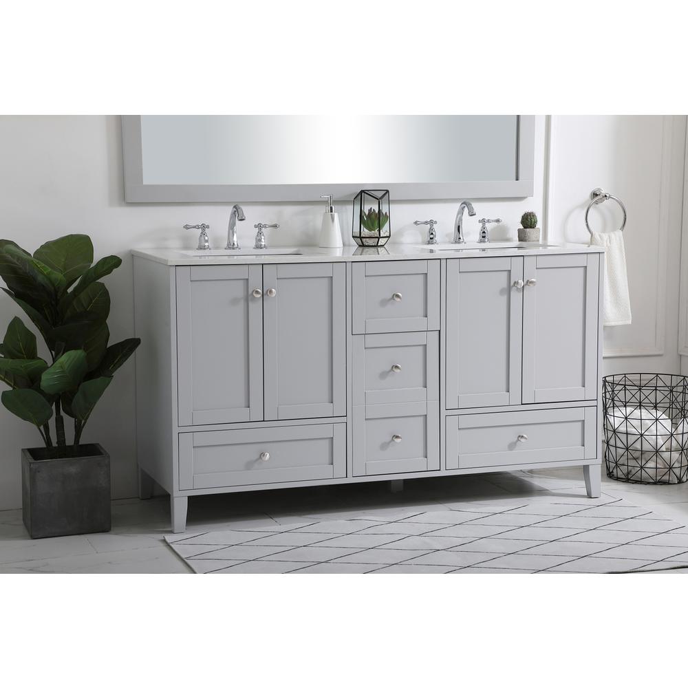 60 inch Double Bathroom Vanity in Grey. Picture 2