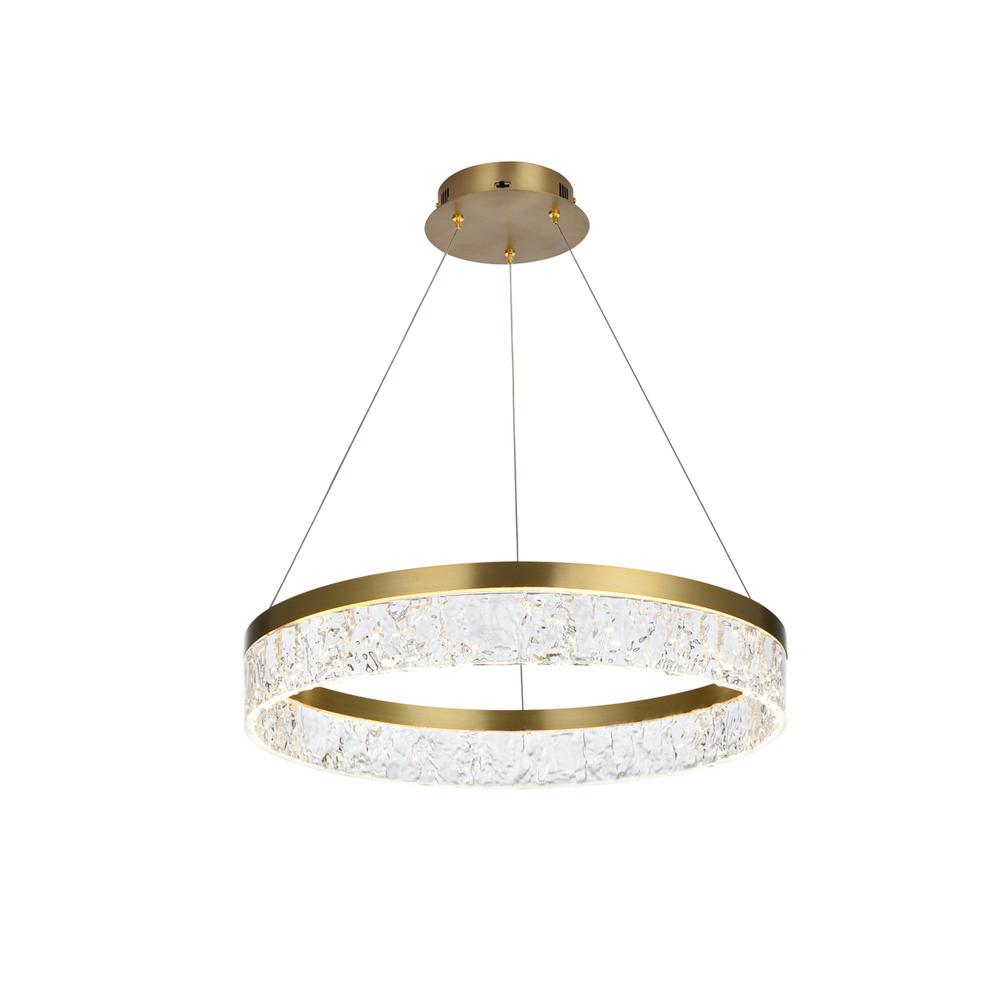 Linden 22 inch Adjustable LED chandelier in Satin Gold. Picture 2