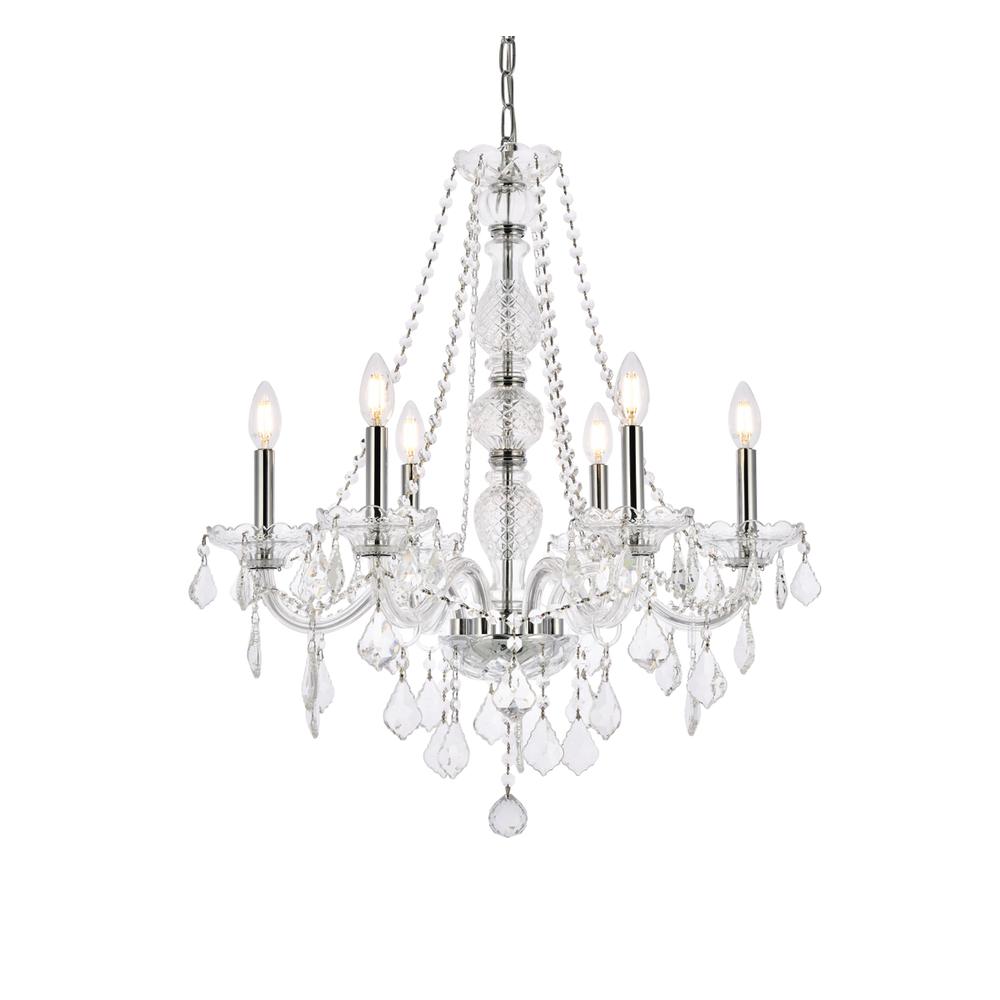 Verona 6 light Chrome Chandelier Clear Royal Cut Crystal. Picture 2