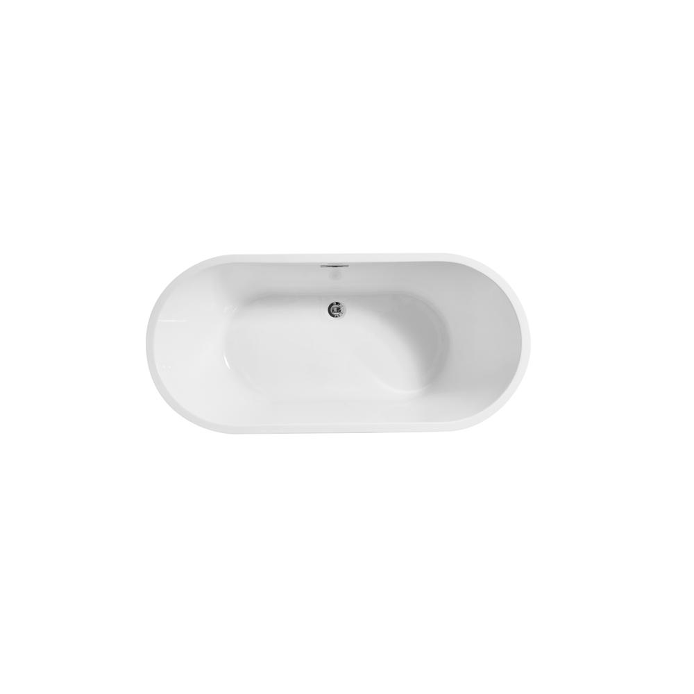 59 inch soaking roll top bathtub in glossy white. Picture 9