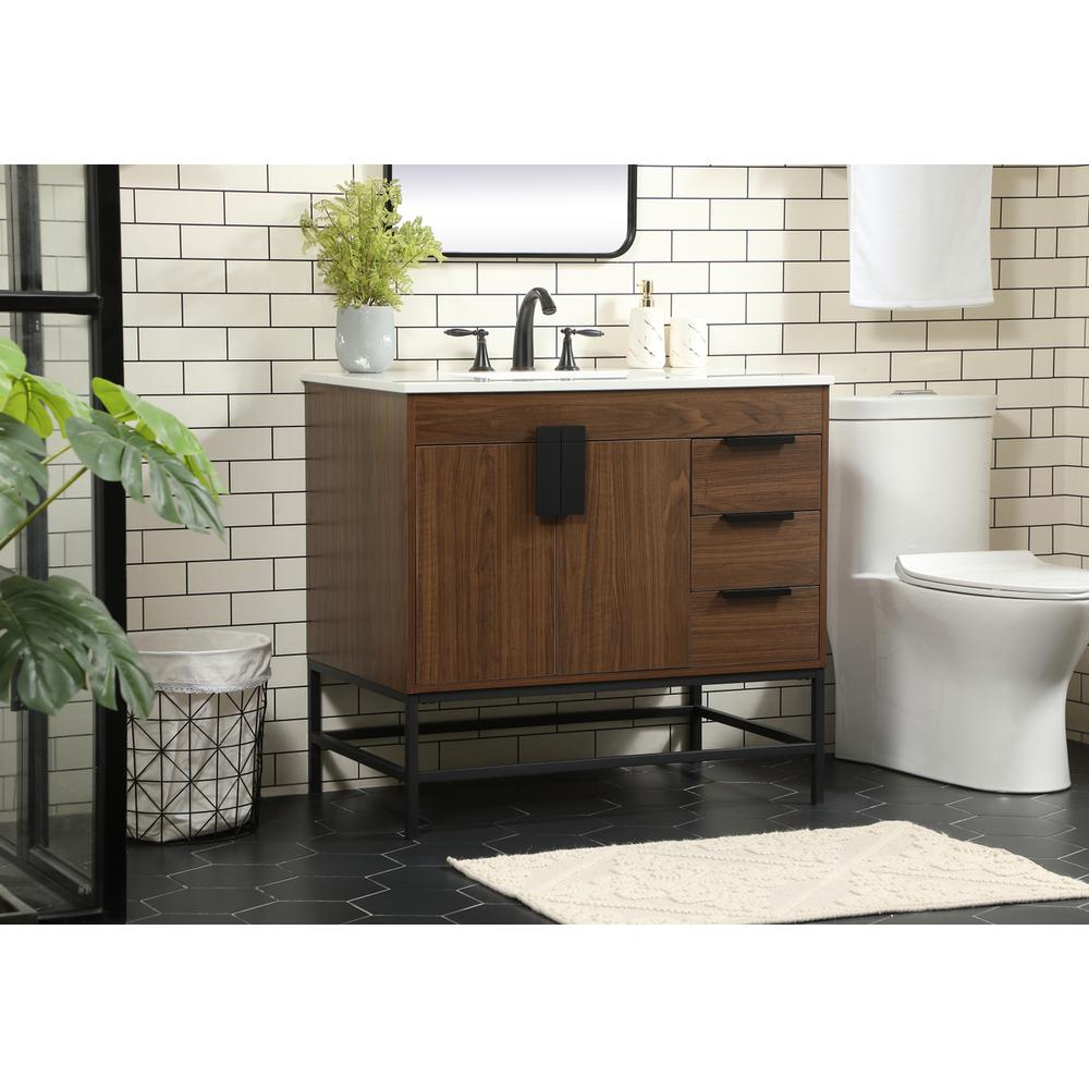 36 inch Single bathroom vanity in walnut. Picture 2